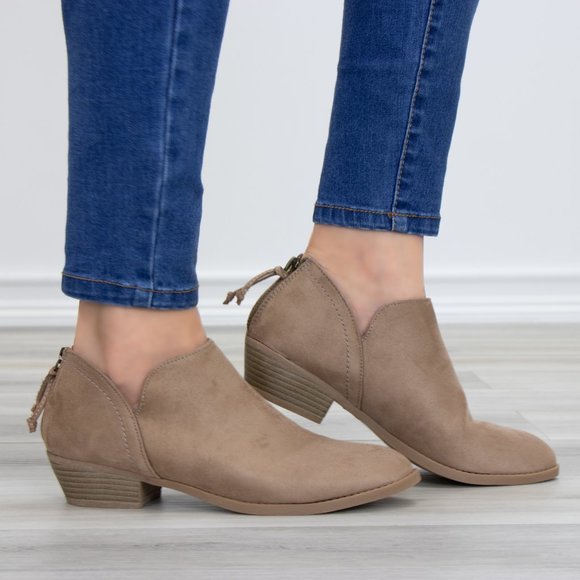 Tan Faux Suede Low Cut Ankle Booties - Picture 5 of 11